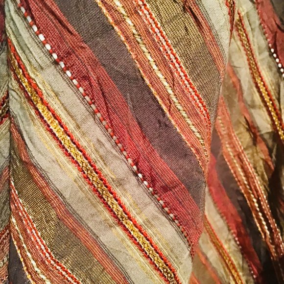 Marks & Spencer Chevron Striped A-Line Midi Skirt with Jeweled Rope Belt - Picture 7 of 10